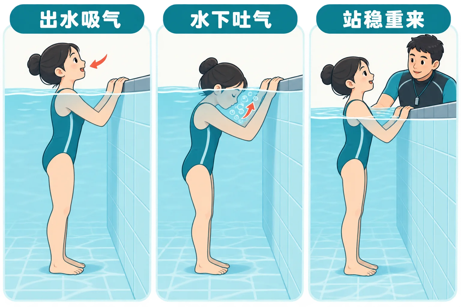 脸一进水就慌？先练水下吐泡泡